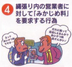 縄張り内の営業者に対して「みかじめ料」を要求する行為